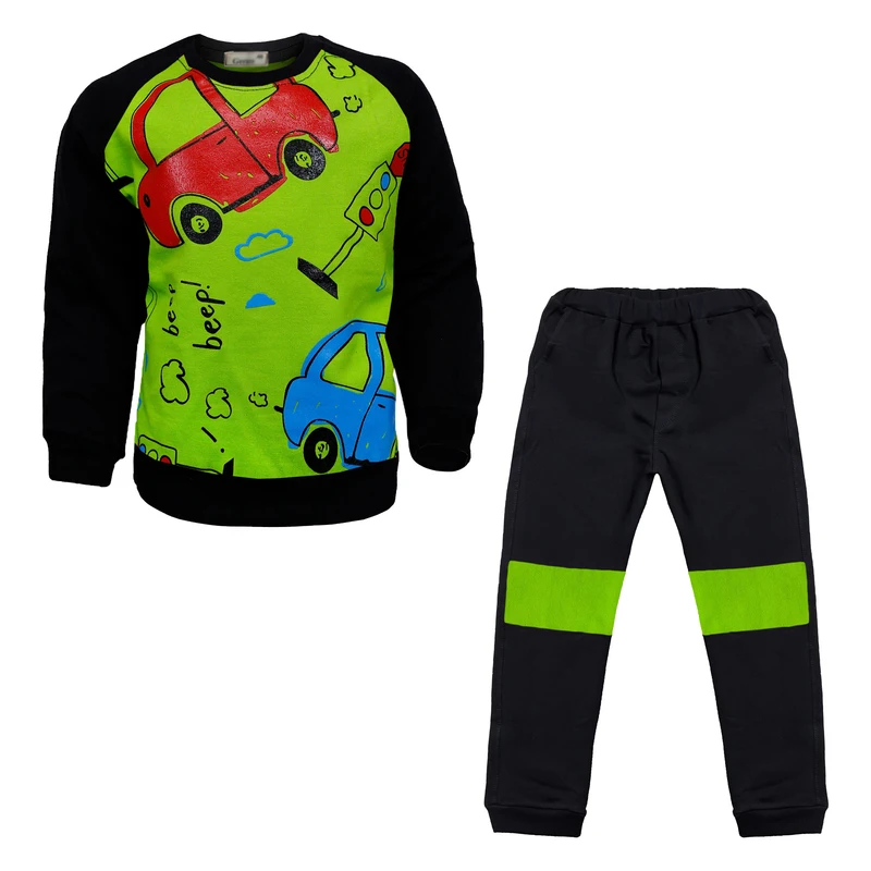 عکس شماره 7 : ست سویشرت و شلوار پسرانه مدل رگلان ماشین