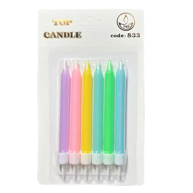 شمع تولد مدل تاپ کندل طرح پاستیلی کوتاه بسته 6 عددی