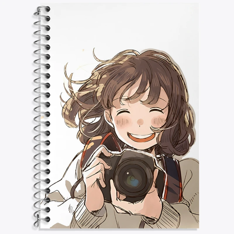 دفتر زبان 50 برگ خندالو مدل سه خط طرح دختر عکاس کد N4038