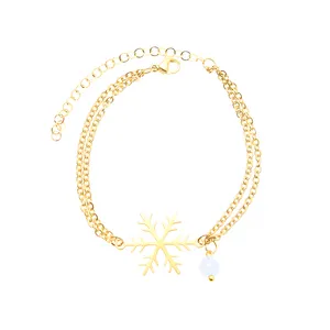 دستبند زنانه دلنار گالری مدل دانه برف و سنگ آکوامارین