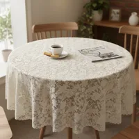 رومیزی مدل گرد طرح گل  سایز 150x150 سانتی&zwnj;متر