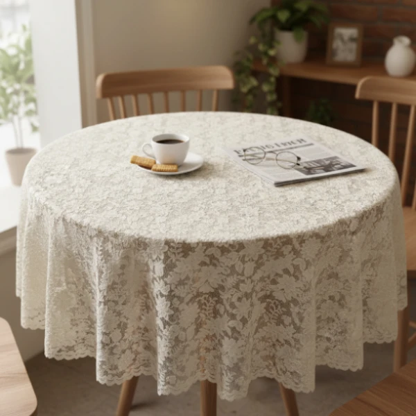 رومیزی مدل گرد طرح گل  سایز 150x150 سانتی‌متر