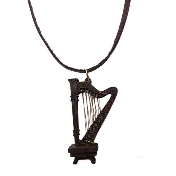 گردنبند مدل چوبی گره ای طرح ساز چنگ کد NC124