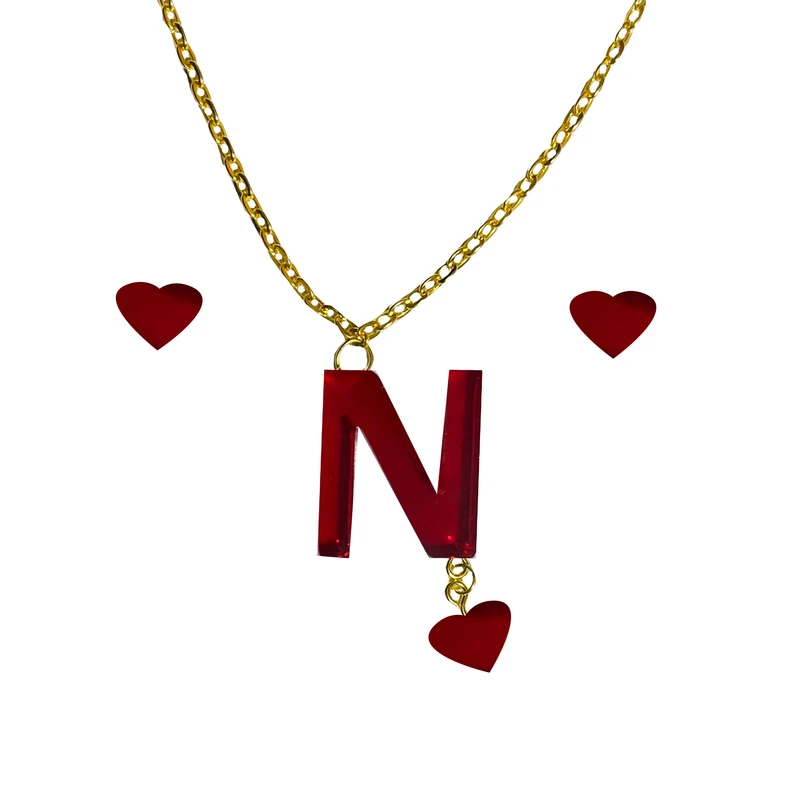 نیم ست زنانه مدل قلب طرح حرف انگلیسی N