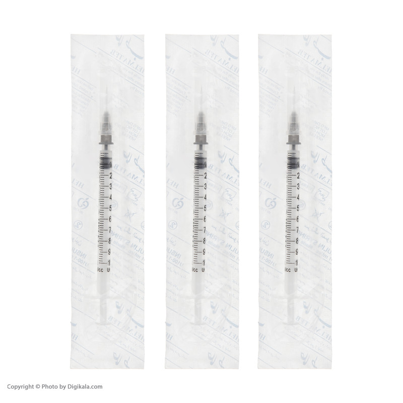 سرنگ 1 سی سی انسولین حلما طب مدل لوئر اسلیپ بسته 60 عددی