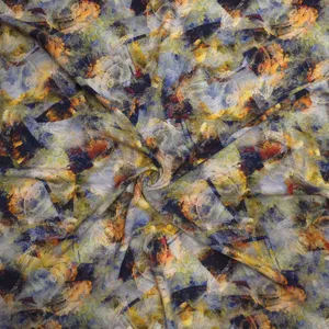 پارچه لباس عرض 1.5 متر مدل نخی هندی طرح فانتزی رنگ نارنجی