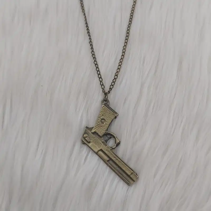 گردنبند مدل زنجیری طرح تفنگ کد gu110
