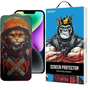 Epicoy Privacy Hoodie Cat Glass Screen Protector For Apple iPhone 14 pro max/ 16 Plus /15 plus