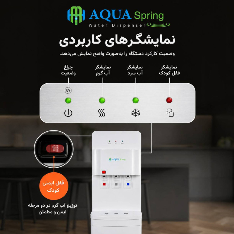 آبسردکن اچ ام مدل مکانیزم دو گانه آکوااسپرینگ با تصفیه آب HM_NEW7700A_92+RO 
