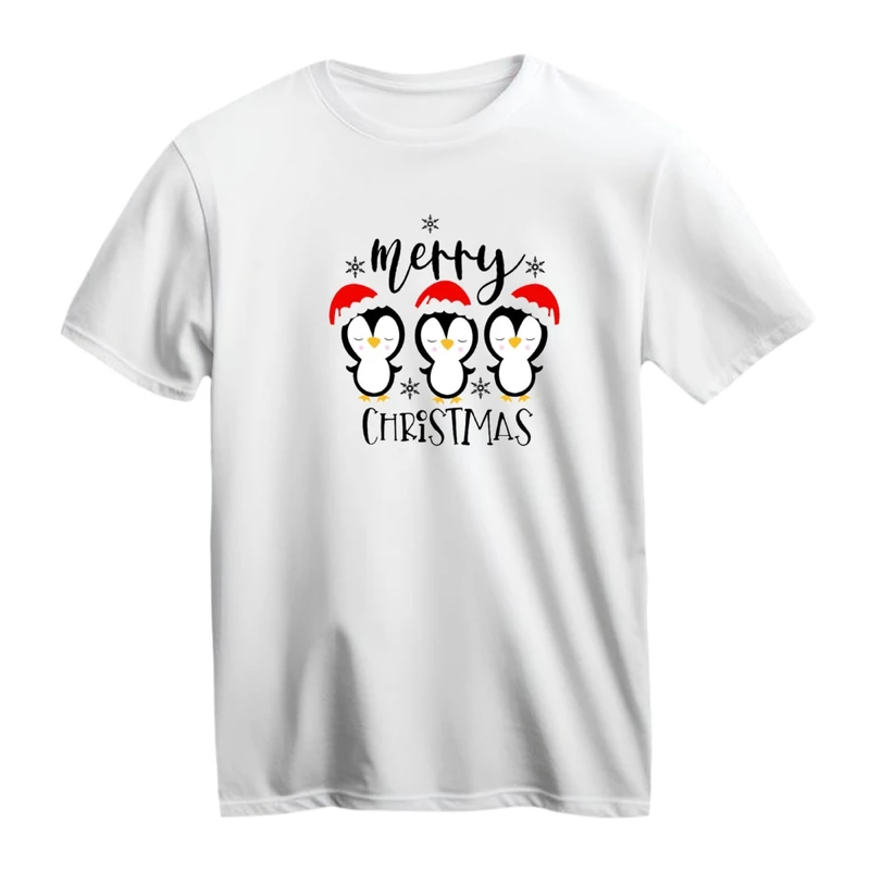 تی شرت آستین کوتاه زنانه مدل پنگوئن کریسمس کد 8