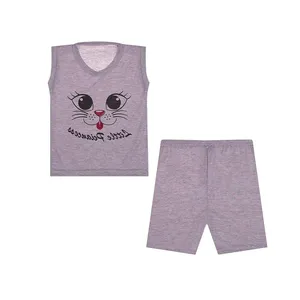 ست تاپ و شلوارک بچگانه مدل گربه کد 3615