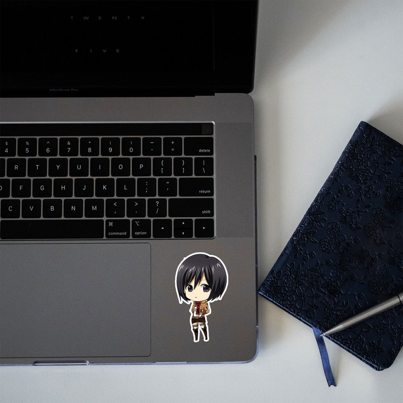 استیکر لپ تاپ بادکنک آبی طرح Attack On Titan مدل Mikasa