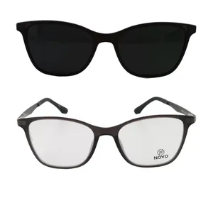 فریم عینک طبی ویفرر (Wayfarer) زنانه نوو مدل N_4049 مناسب برای صورت لوزی، گرد، قلب، بیضی، مثلث، مربع، مستطیل به همراه کاور آفتابی 