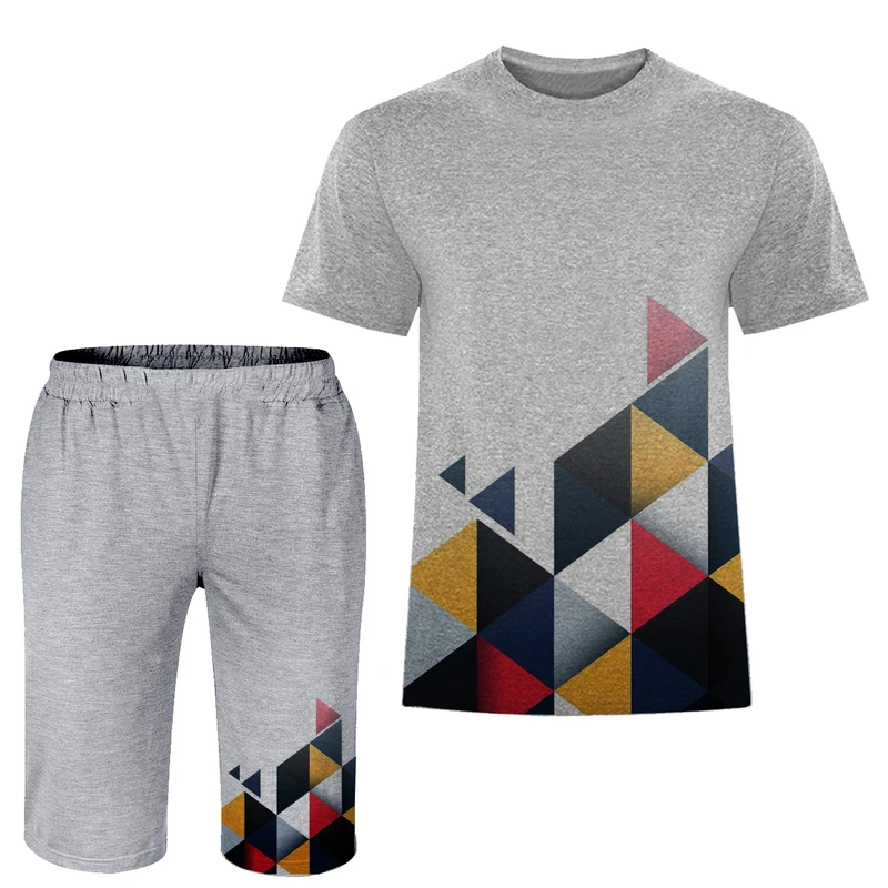 ست تی شرت و شلوارک مردانه مدل انتزاعی A11