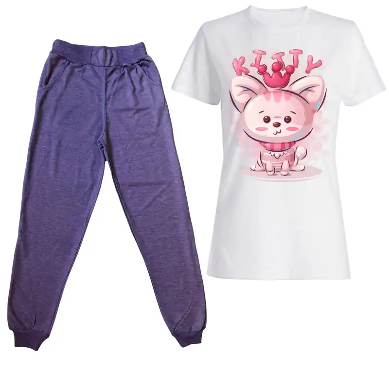 ست تی شرت و شلوار زنانه مدل 347