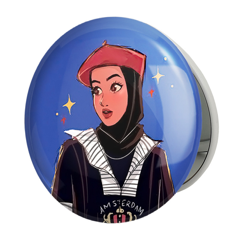 آینه جیبی خندالو طرح دخترانه باحجاب مدل تاشو کد 26004 
