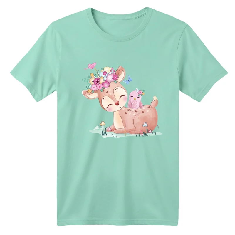 تی شرت آستین کوتاه بچگانه مدل آهو بامزه کد 4