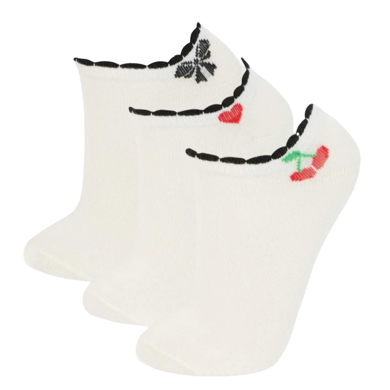 جوراب ساق کوتاه زنانه دفکتو مدل میوه ای بسته 3 عددی