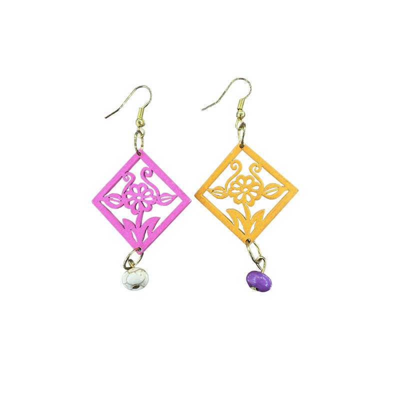 گوشواره دخترانه مدل برگ چوب