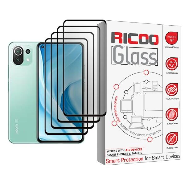 محافظ صفحه نمایش ریکو مدل Ricoo Glass MIX004 مناسب برای گوشی موبایل شیائومی Mi 11 Lite 5G بسته چهار عددی