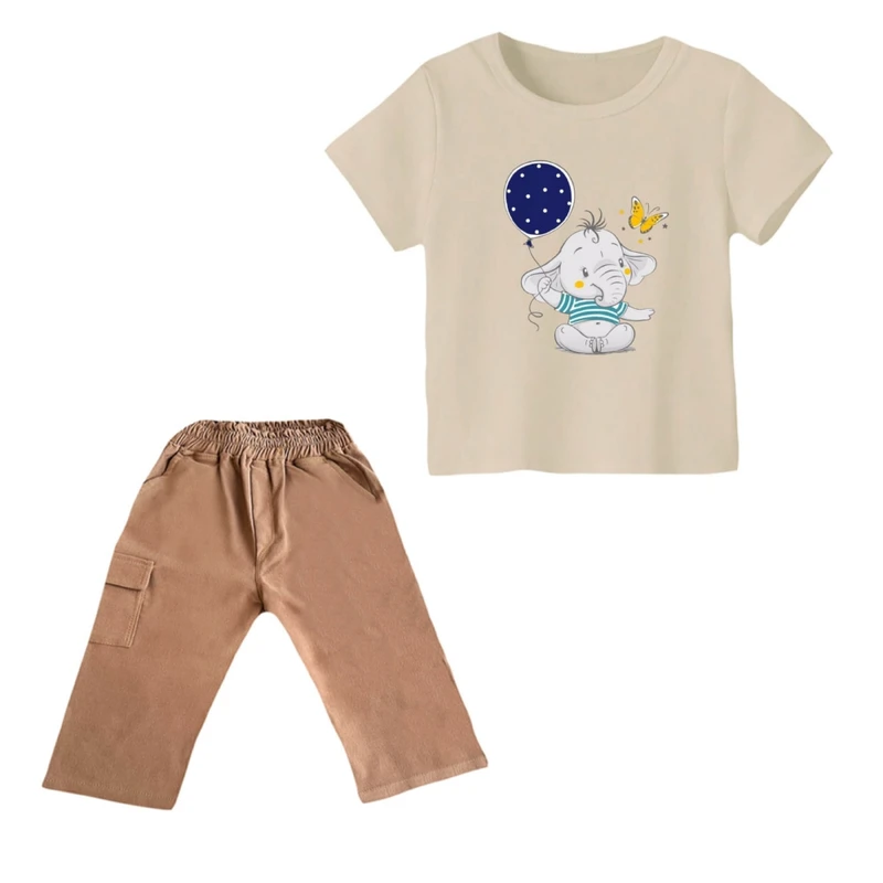 ست تی شرت و شلوارک دخترانه مدل فیل کد ۱۶