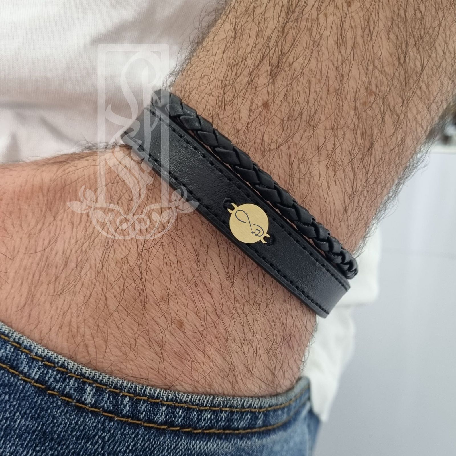 دستبند طلا 18 عیار مردانه لیردا مدل infinity music 13402 -  - 2