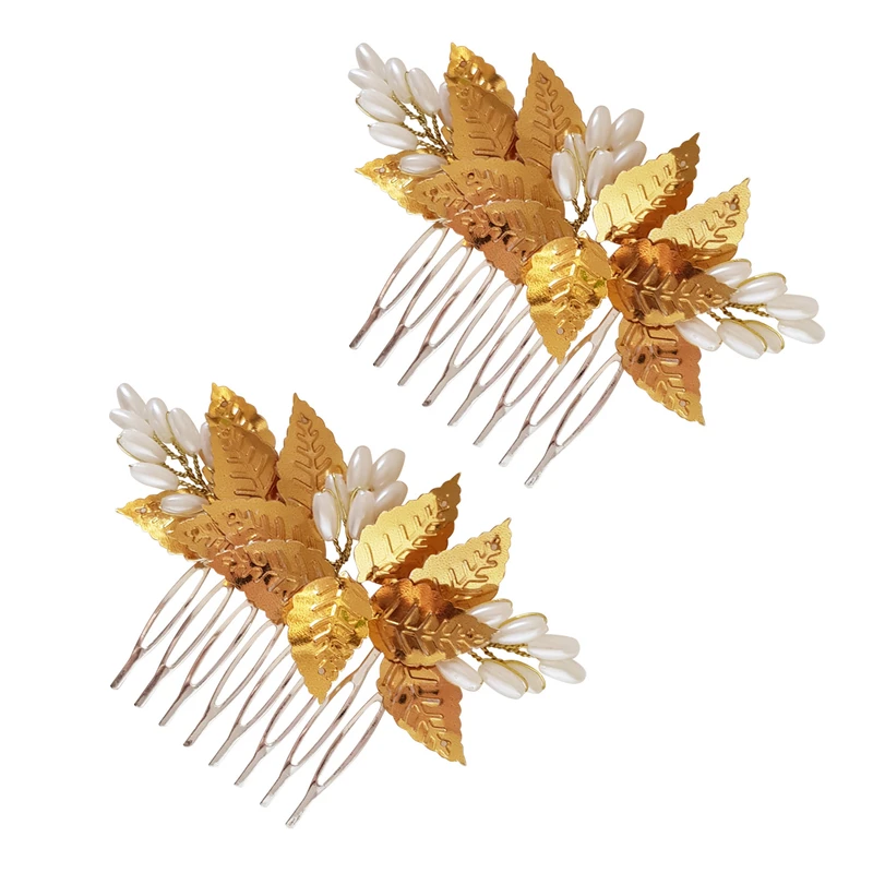 شانه مو زنانه طرح برگ کد SHG33009 بسته 2 عددی