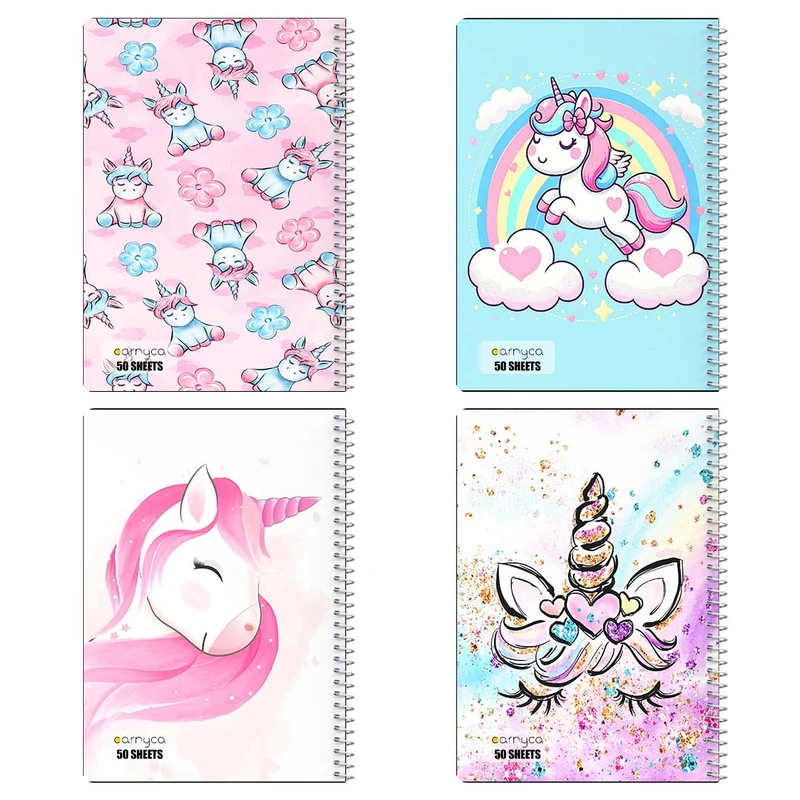 دفتر نقاشي 50 برگ کارنيکا طرح یونیکورن Unicorn کد 69053 مجموعه 4 عددی