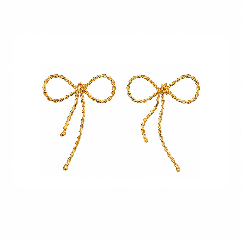 گوشواره بخیه‌ای طلا 18 عیار زنانه مان گالری مدل پاپیون بافت مفتولی کد EA01-0032500
