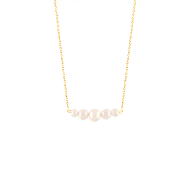 گردنبند طلا 18 عیار زنانه پرسته مدل پنج مروارید