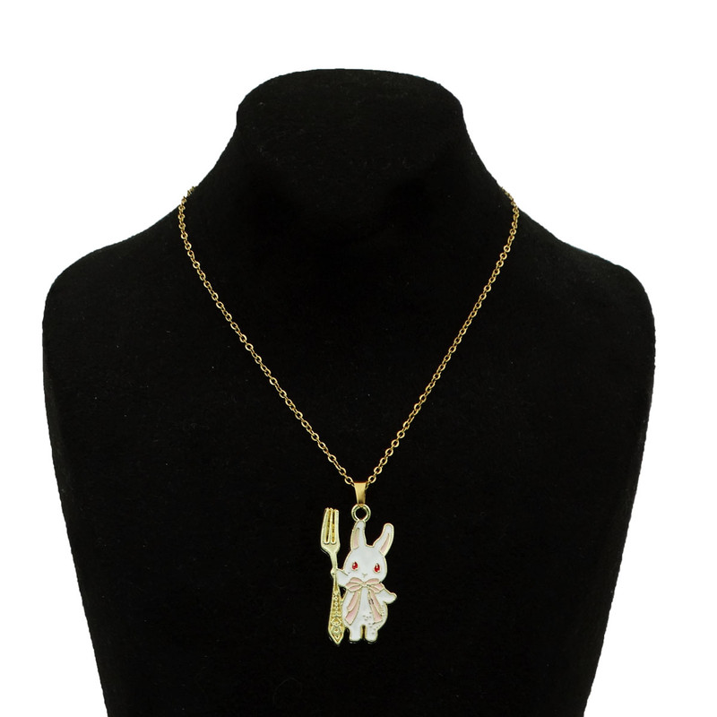 گردنبند دخترانه مدل خرگوش بازیگوش و چنگال کد GZ-Beh-15