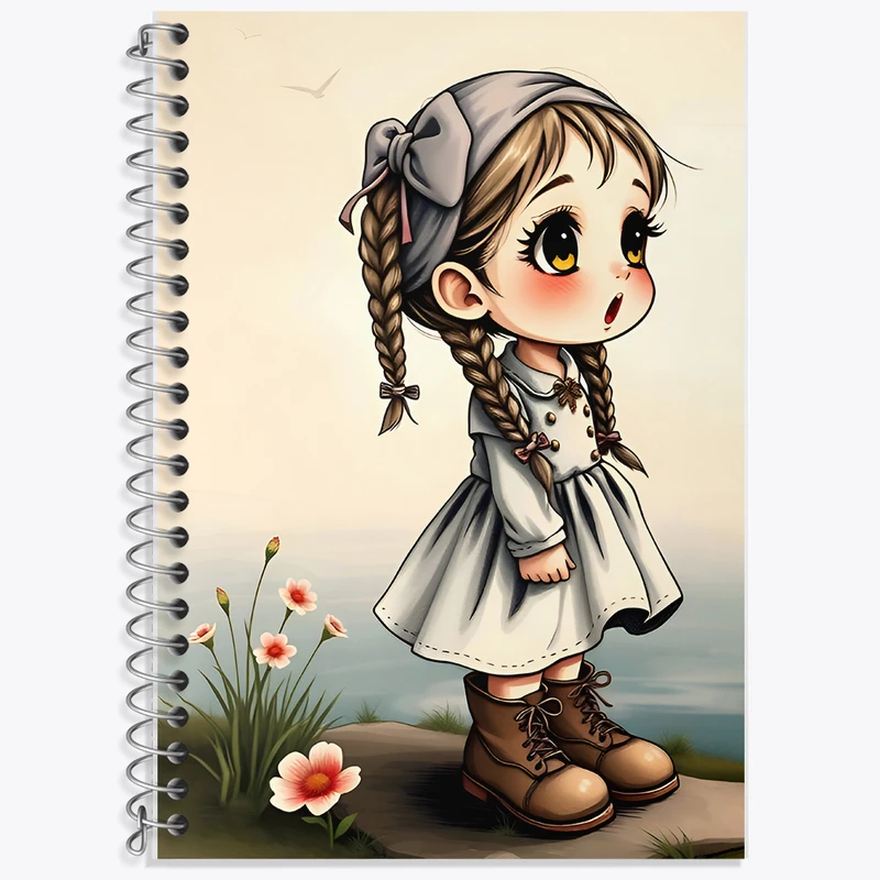 دفتر زبان 50 برگ خندالو مدل دو خط طرح دخترانه کد F6669