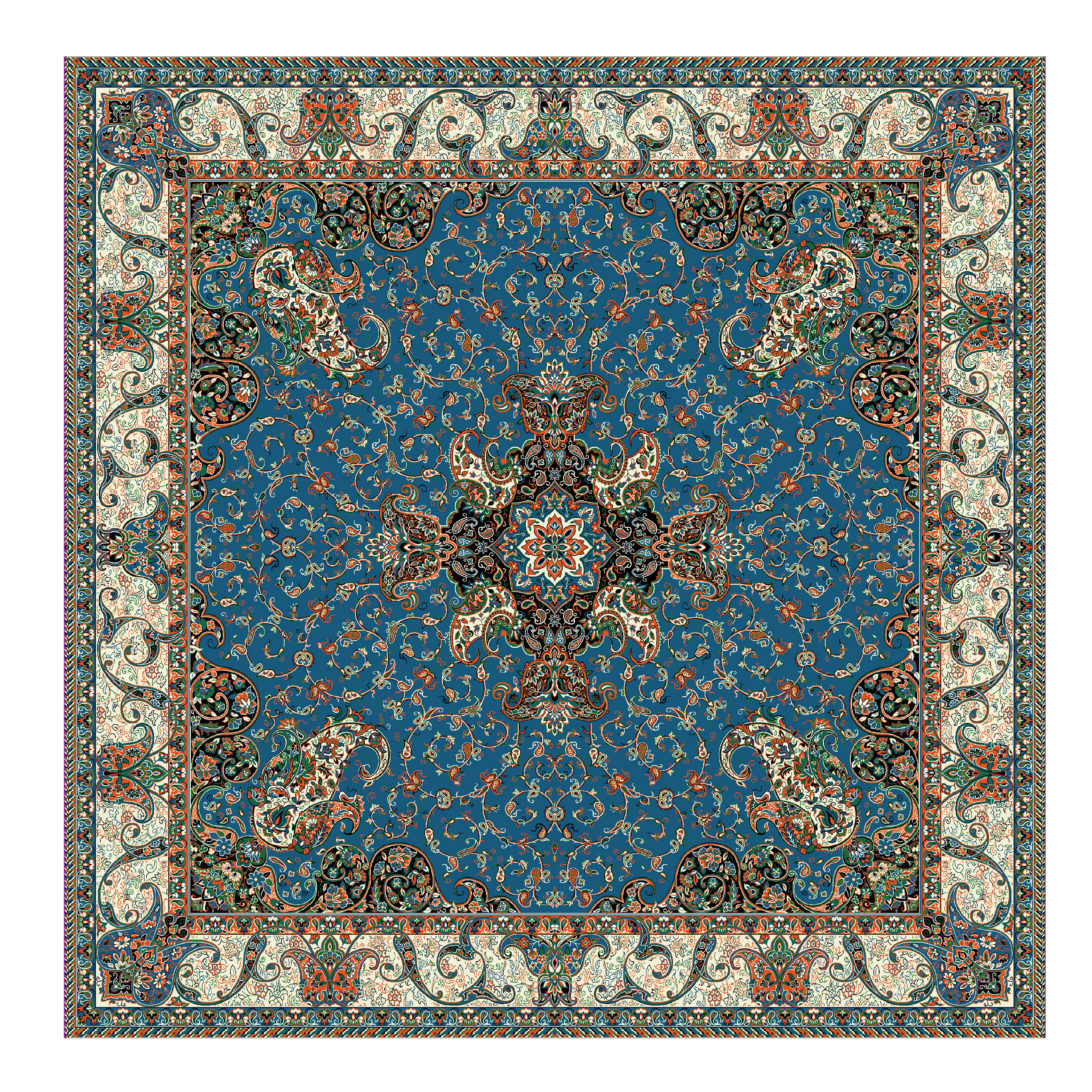 رومیزی ترمه رضایی یزد طرح گلستان کد 2102010402000