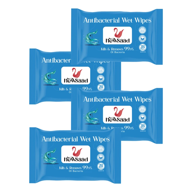 دستمال مرطوب نیوساد مدل AntiBacterial-W4 چهار بسته 28 عددی