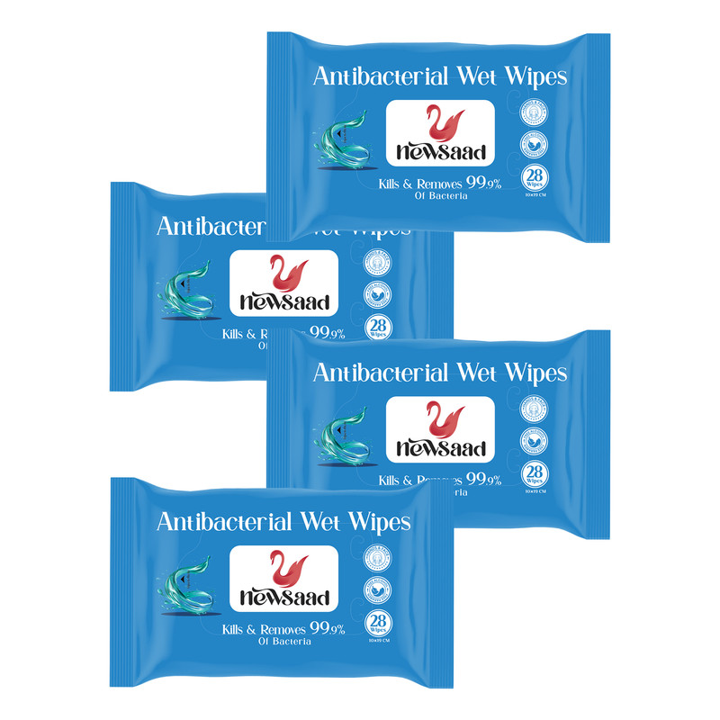 دستمال مرطوب نیوساد مدل AntiBacterial-W4 چهار بسته 28 عددی