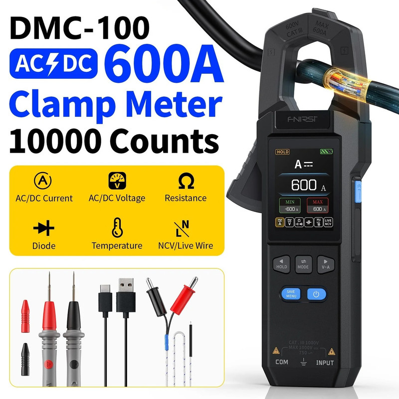 مولتی‌ متر کلمپی دیجیتال 600 آمپر فنیرسی مدل DMC-100