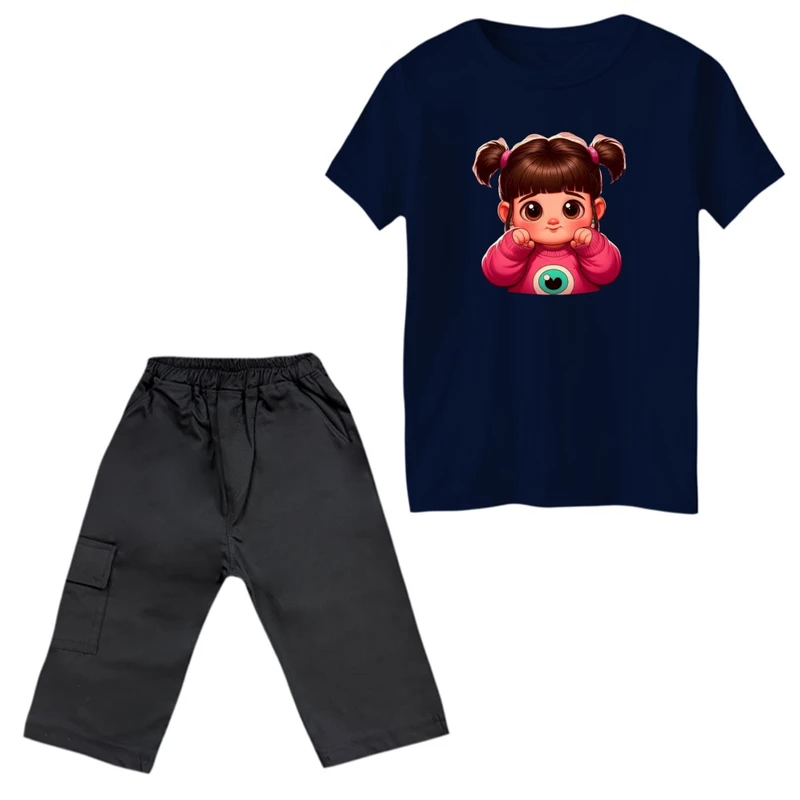 ست تی‌شرت و شلوارک دخترانه مدل دخترک تپل