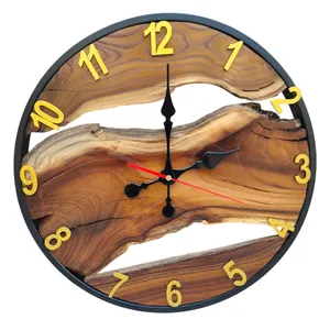 ساعت دیواری کوارتز مدل چوبی روستیک کد TSS 40015
