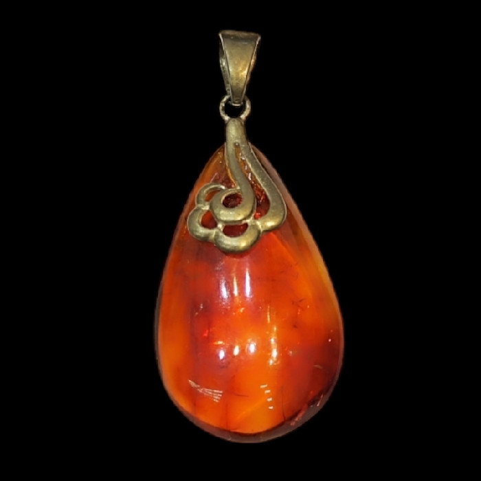 آویز گردنبند نقره زنانه مدل صمغ کهربا کد 71000