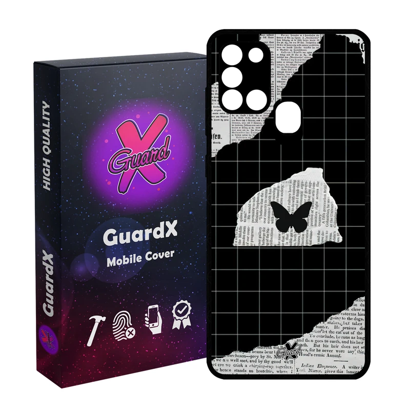 کاور گارد ایکس طرح پروانه مدل Glass10533 مناسب برای گوشی موبایل سامسونگ Galaxy A21s