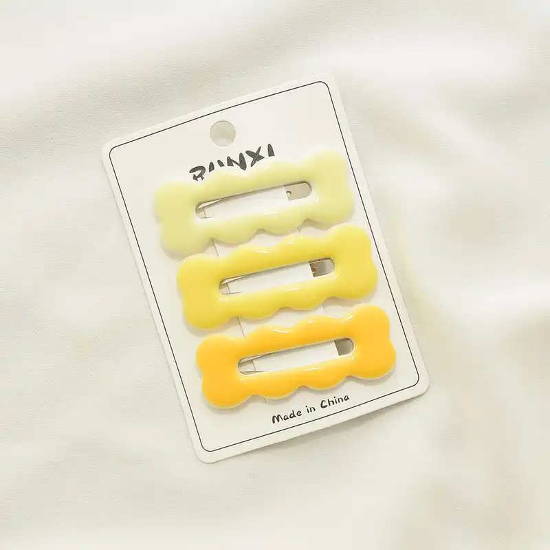 گیره مو زنانه مدل تق تقی روکش دار بیسکوییتی بزرگ مجموعه 3 عددی