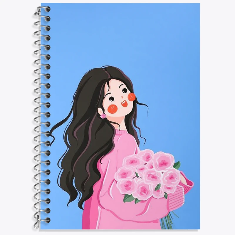 دفتر زبان 50 برگ خندالو مدل سه خط طرح دخترانه کد N2160