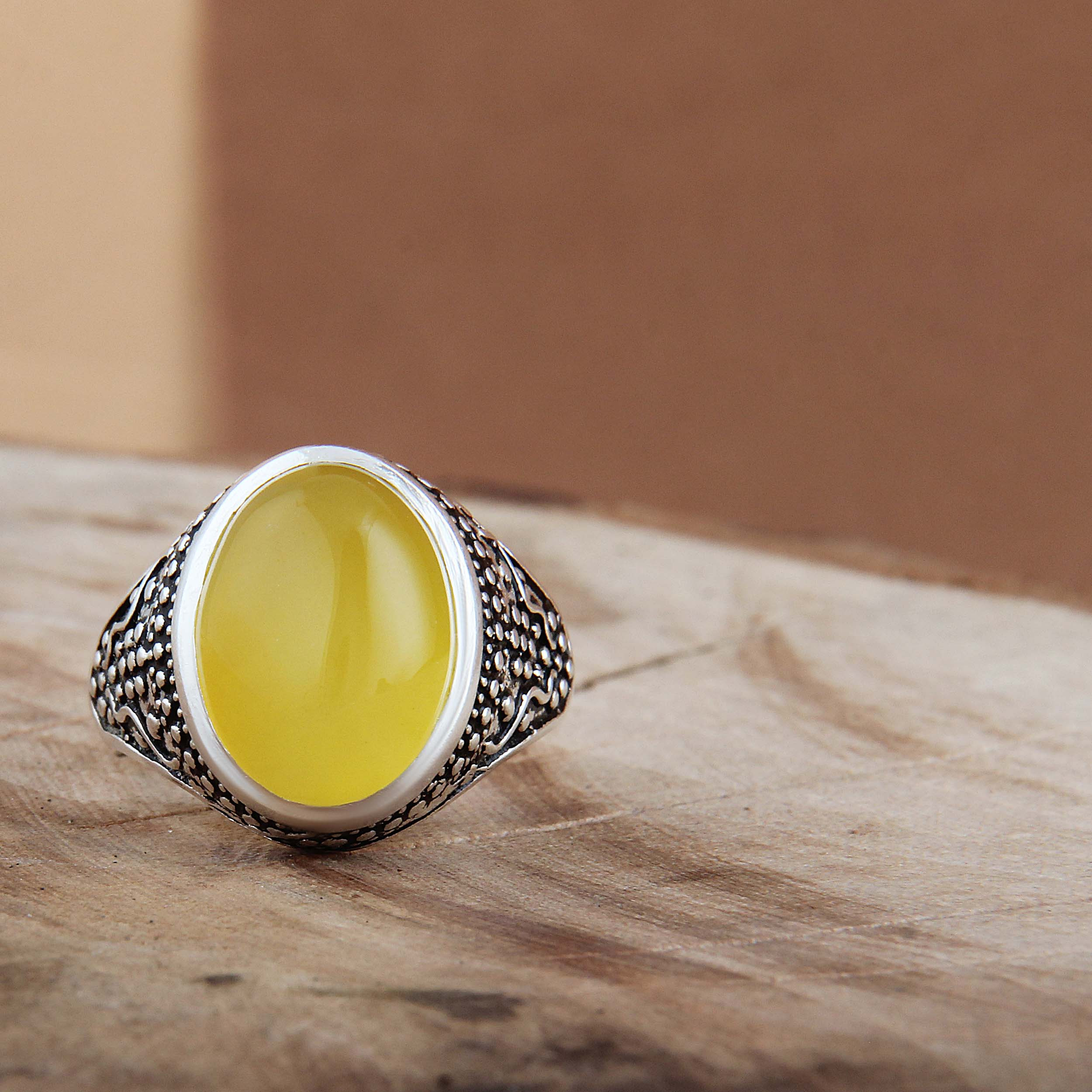 انگشتر نقره مردانه بازگانی میلادی مدل عقیق شرف الشمس رکاب سیلندری کد AM_4239