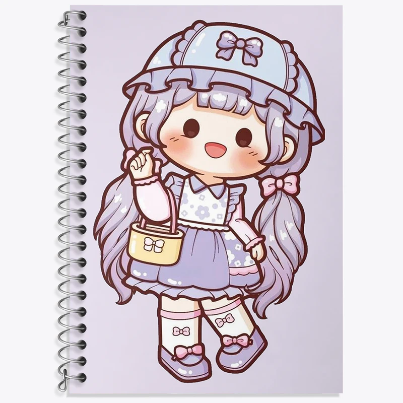 دفتر زبان 50 برگ خندالو مدل دو خط طرح دخترانه کیوت کد N1819