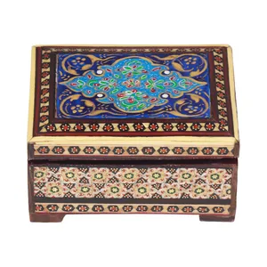 جعبه جواهرات خاتم کاری چوبی مدل رو نقاشی کد 118