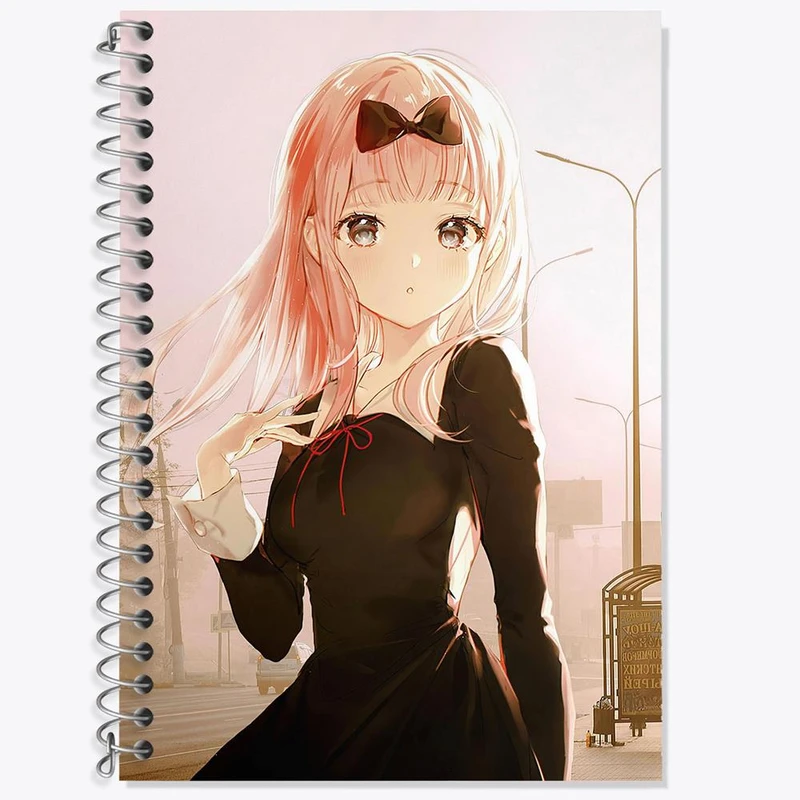 دفتر زبان 50 برگ خندالو مدل دو خط طرح چیکا چان انیمه کاگویا ساما کد 15997