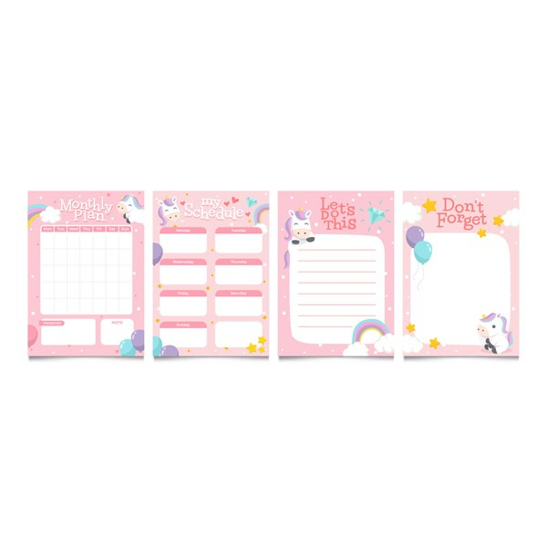 کاغذ یادداشت مدل پلنر طرح یونیکورن مجموعه 4 عددی