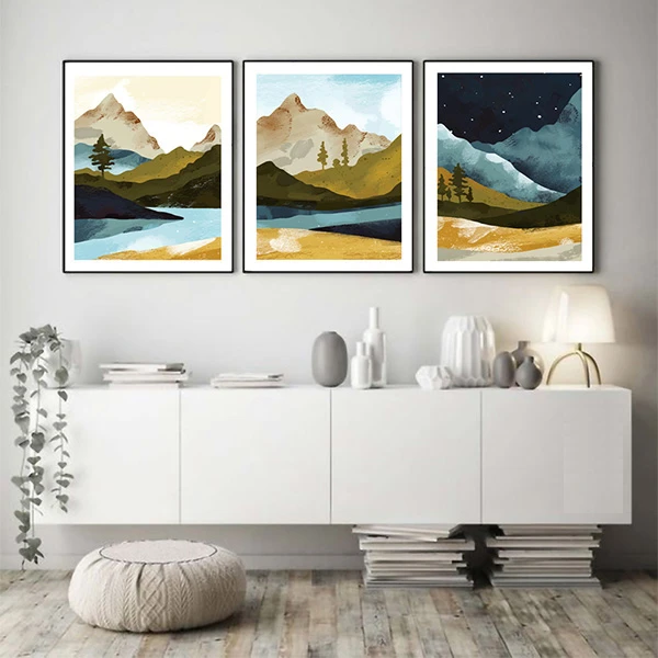 تابلو مدل نقاشی دیجیتالی منظره کد L-111 مجموعه 3 عددی