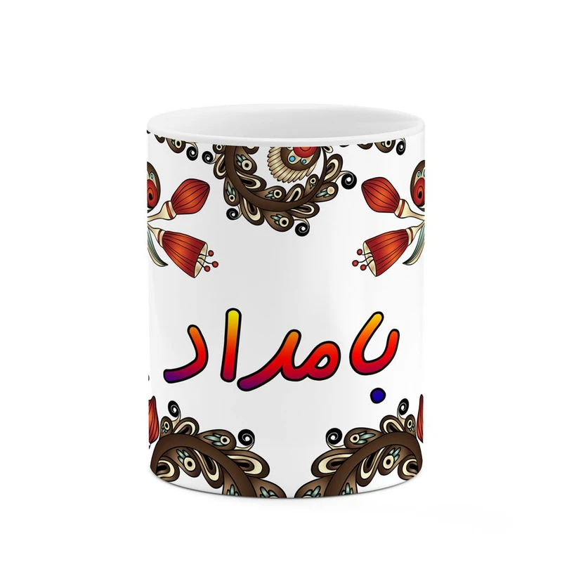 ماگ کاکتی مدل اسم بامداد طرح سنتی گل و بته کد mgh44113