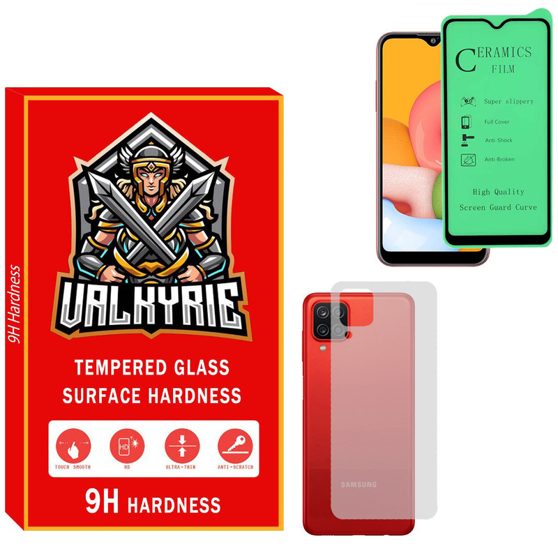 محافظ صفحه نمایش سرامیکی والکری مدل CRBKV_01 مناسب برای گوشی موبایل سامسونگ Galaxy A12 به همراه محافظ پشت گوشی